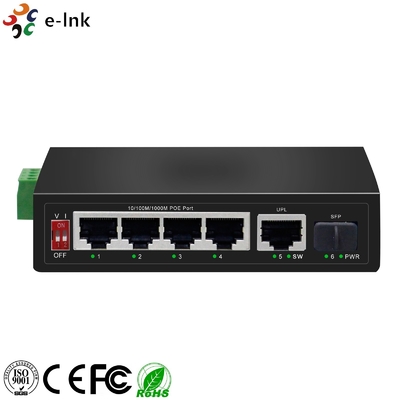 4-port 10/100/1000BASE-T PoE + 1-port 1000BASE-X SFP and 1-port 1000BASE-T Industrial 250m PoE Switch