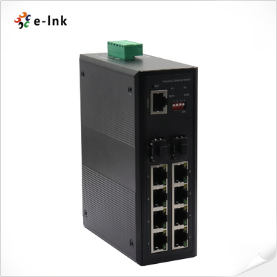Industrial DIN Rail Switch 8 Port Gigabit PoE 2 SFP Fanless -40°C to 80°C