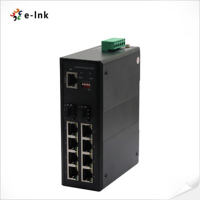Industrial DIN Rail Switch 8 Port Gigabit PoE 2 SFP Fanless -40°C to 80°C