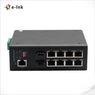 Industrial DIN Rail Switch 8 Port Gigabit PoE 2 SFP Fanless -40°C to 80°C